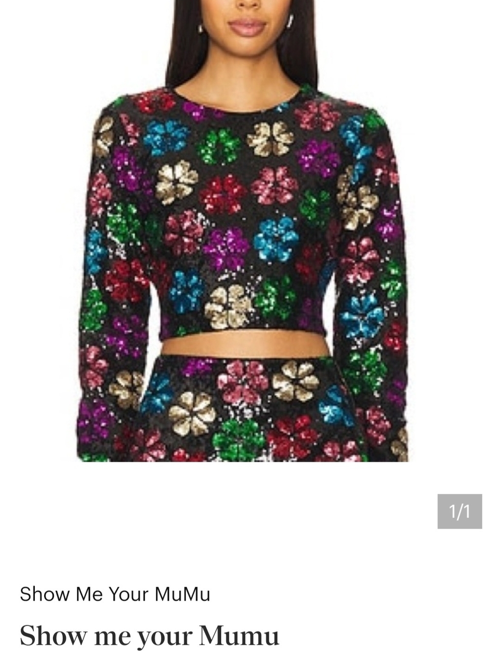 Show Me Your Mumu Multicolor Sequin Floral Crop Top